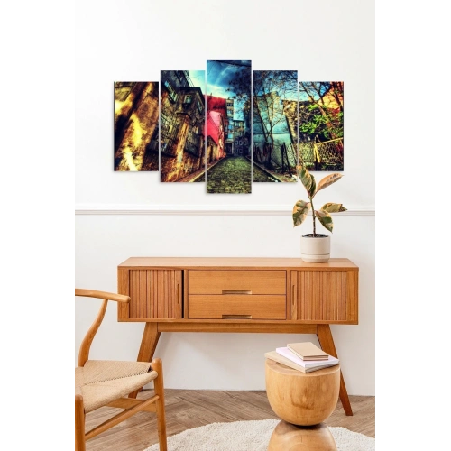 Şehir Manzarası 5 Parçalı Mdf Tablo 60 x 100