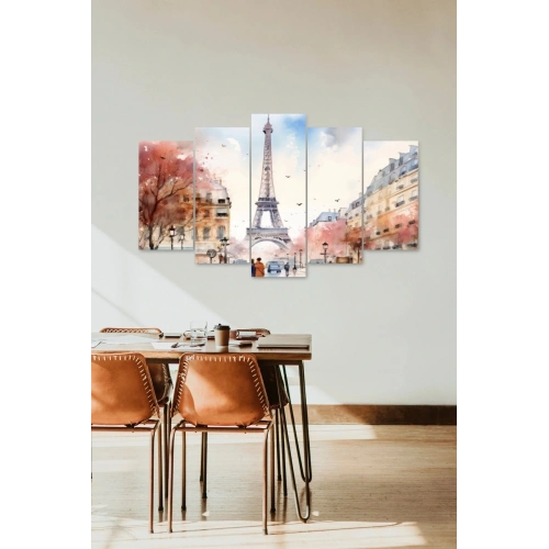 Şehir Manzarası 5 Parçalı Mdf Tablo 60 x 100