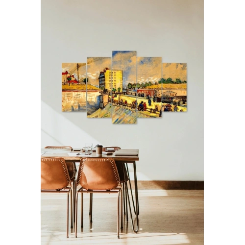 Şehir Manzarası Retro 5 Parçalı Mdf Tablo 60 x 100