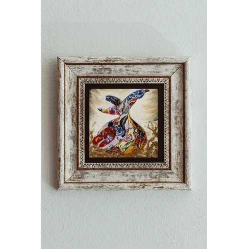 Semazen Çerçeveli Taş Tablo , Çerçeveli Taş Duvar Dekoru 20 cm