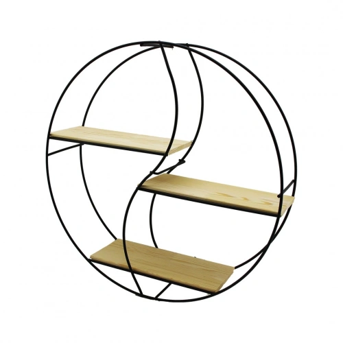 SEMBOL - YUVARLAK 3 KATLI METAL DEKORATİF DUVAR RAF 60 x 14 x 60 cm (5365)