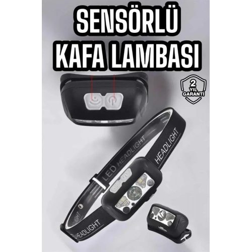 Sensörlü Şarjlı Kafa Lambası 4 Modlu Açık Hava Kullanımı