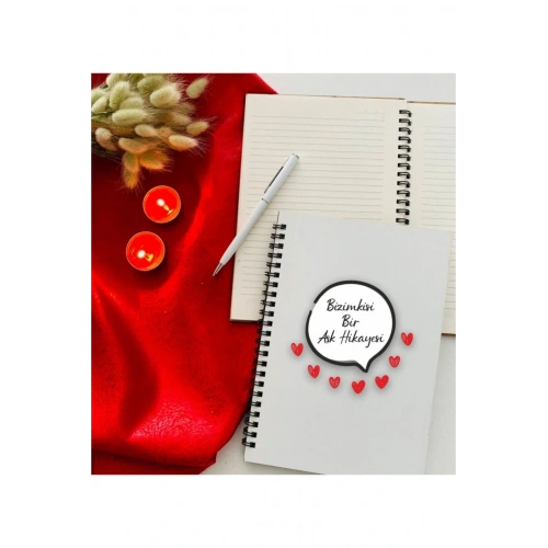 Sevgililer Günü Aşk Hikayesi Model Defter Kalem Seti