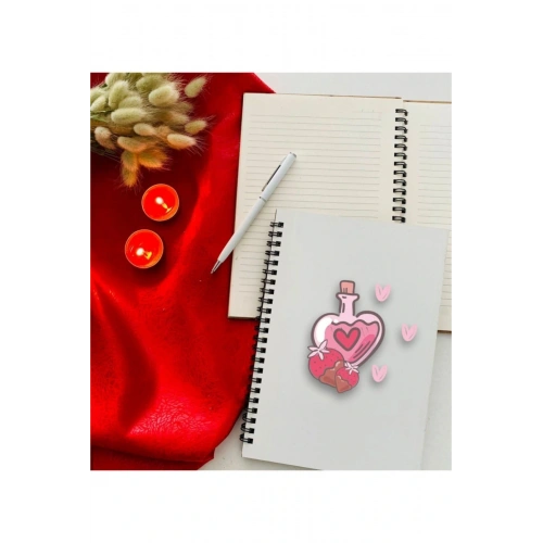 Sevgililer Günü Aşk Iksiri Beyaz Ahşap Defter Kalem Seti