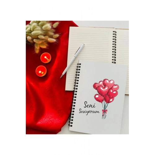Sevgililer Günü Balon Kalpler Defter Kalem Seti