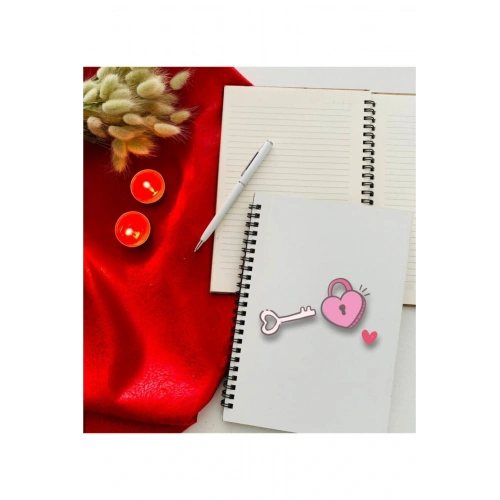 Sevgililer Günü Kalbimin Anahtarı Model Defter Kalem Seti
