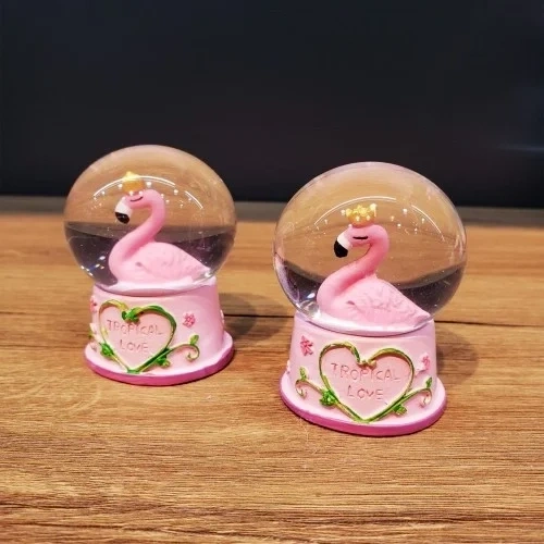 Sevimli Flamingo Işıklı Kar Küresi Mini Boy