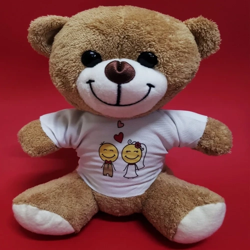 Sevimli Gelin Damat Tişörtlü Peluş 25 Cm