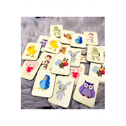 Sevimli Hayvanlar Hafıza Eşleştirme Oyunu Ahşap Eğitici Puzzle Oyuncak