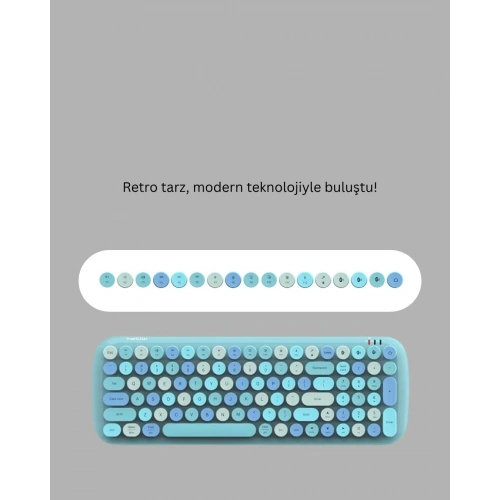 Sevimli Tasarımlı Kablosuz Klavye Ve Mouse Seti 104 Tuşlu