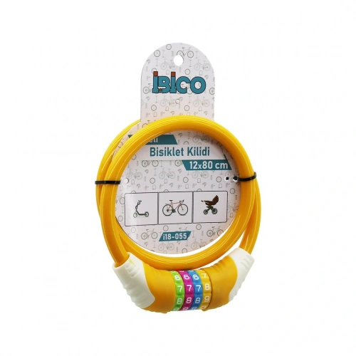 ŞİFRELİ KALIN BİSİKLET KİLİT ÇELİK TEL TURUNCU RENKLİ KILIF 12MMX80CM (5365)