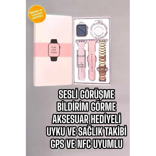 Şık Akıllı Saat 3 Kordonlu Aksesuar Hediyeli