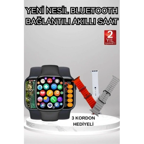 Şık Akıllı Saat 44 Mm 3 Kordon İle Sağlık Takibi