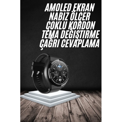 Şık Akıllı Saat Amoled Ekran Gps Uyumlu Adımsayar
