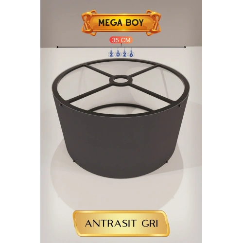 Şık Antrasit Gri Lambader Başlığı 35 Cm Mega Boy