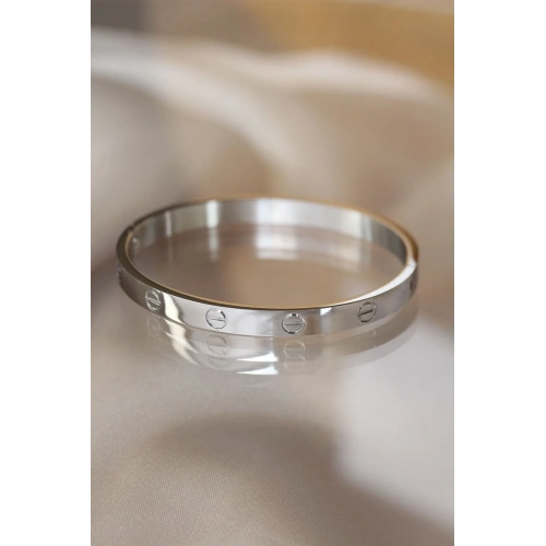 Şık Çelik Silver Renk Bilezik 60 Mm Çapında