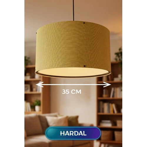 Şık Hardal Kumaş Başlıklı Sarkıt Avize 35 Cm İç Mekan