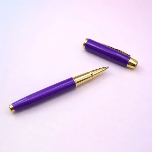 Şık Mor Metal Roller Kalem 13 Cm Promosyon Hediyesi
