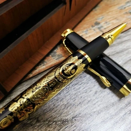 Şık Osmanlı Tuğralı Roller Kalem 13.7 Cm Mavi