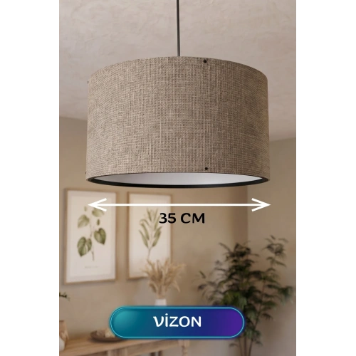 Şık Vizon Kumaş Başlıklı Sarkıt Avize 35 Cm İç Mekan