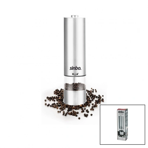SİNBO SHB-7502 PİLLİ  OTOMATİK TUZ - KARABİBER ÖĞÜTÜCÜ IŞIKLI  ÇELİK GÖVDE  AKRİLİK HAZNE (5365)