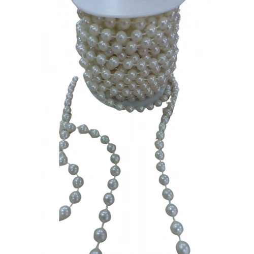 Sıralı Yuvarlak İnci En 1 Cm Krem 1 Metre