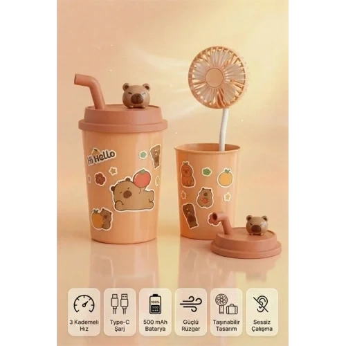 Şirin Bardak Tasarımlı Mini Fan - 1 Adet