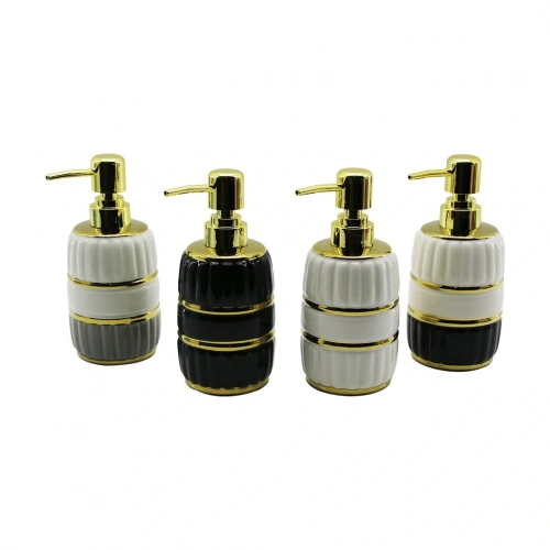 ŞİŞE GOLD KAPAK - BOĞUM SERAMİK SIVI SABUNLUK 6X11CM (5365)