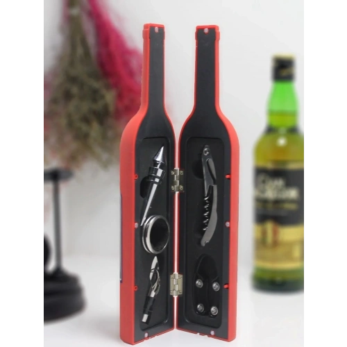 Şişe Tirbuşon Seti Büyük Kırmızı