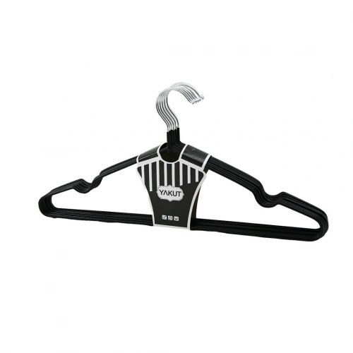 SİYAH 10PCS SİLİKON KAPLAMALI METAL ELBİSE ASKISI (5365)