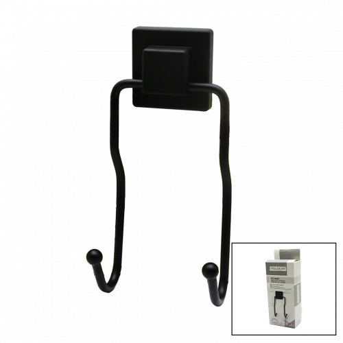 SİYAH - 2Lİ METAL SARKIK ASKI KARE GÜÇLÜ YAPIŞKANLI 8X9X19CM (5365)