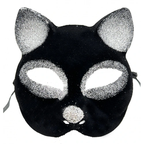 Black Silver Glitter Cat Mask