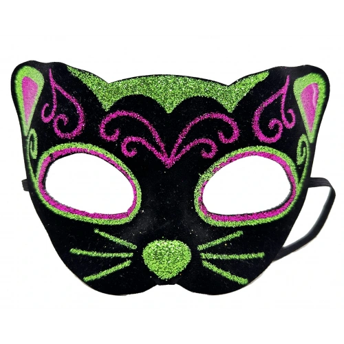 Black Velvet Embroidered Cat Mask