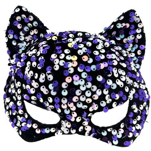 Black Velvet Purple White Sequin Party Mask