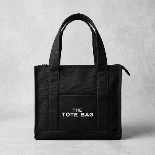 Siyah Kanvas Yumuşak Kol Çantası The Tote Bag