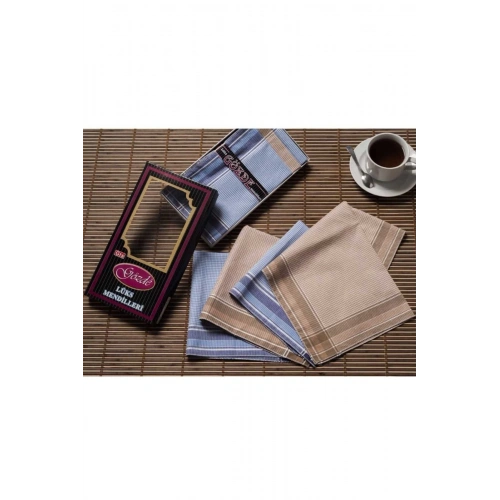 Black Boxed 42x42 cm Dozen 12 Piece Fabric Handkerchief-GM 07