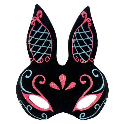 قناع أسود أزرق أحمر للأرنب