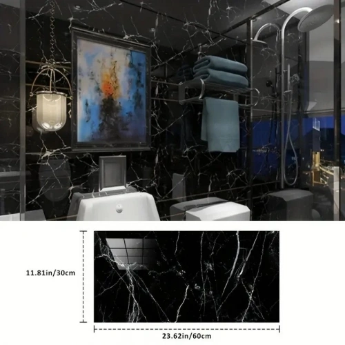 Black Marble Patterned Aluminum Plastic Wall Sticker