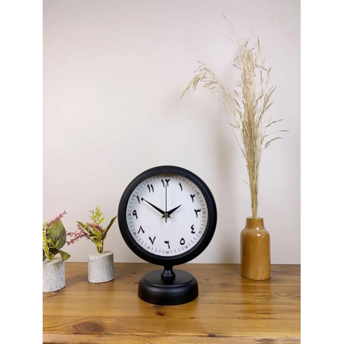 Siyah Metal Farsça Masa Saati 25×20 cm