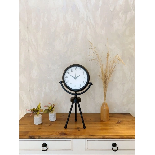 Siyah Metal Mini Tripod Masa Saati 45×26 cm