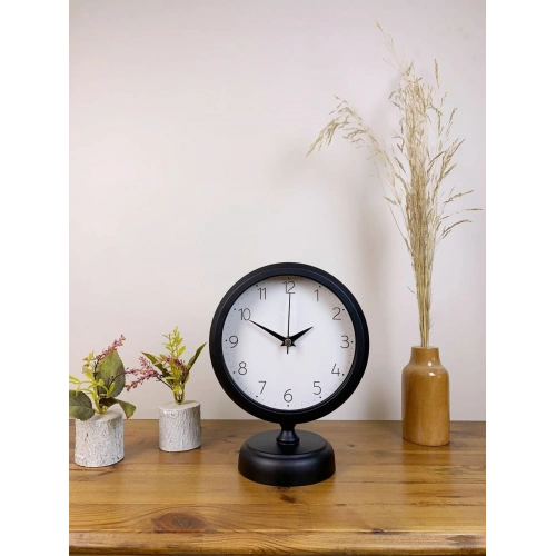 Siyah Metal Zarif Masa Saati 25×20 cm