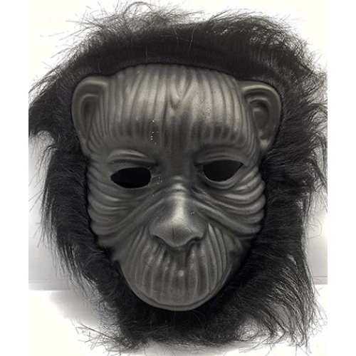 Siyah Renk Eva Goril Maskesi - Siyah Peluşlu Tüylü Orangutan Maskesi (5365)