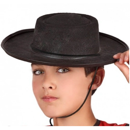 Siyah Renk Keçe Flamenko Şapkası Çocuk Boy