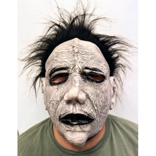 Siyah Saçlı Michael Myers Lateks Yüze Tam Yapışan Et Maske Korku Maskesi (5365)