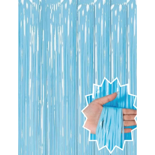 Soft Mavi Püsküllü Kapı Perdesi - Parti, Baby Shower, Sünnet Süsü, Cinsiyet Partisi 1x2 m (5365)