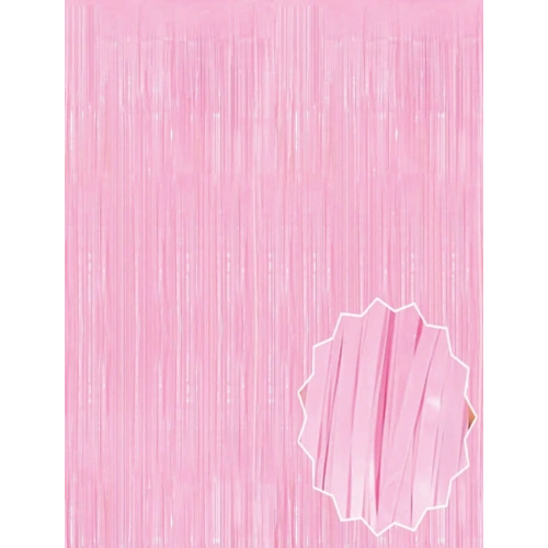 Soft Pembe Püsküllü Kapı Perdesi - Parti, Baby Shower, Cinsiyet Partisi 1x2 m (5365)