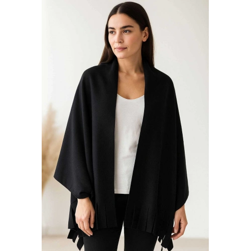 Softiva Polar Omuz Şalı 70x180 cm Unisex Kışlık Şal Siyah