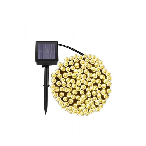 Solar 120 Ledli 10 Metre Gün Işığı Bahçe Aydınlatma Dekorasyon Güneş Enerjili Led Sarı Işık