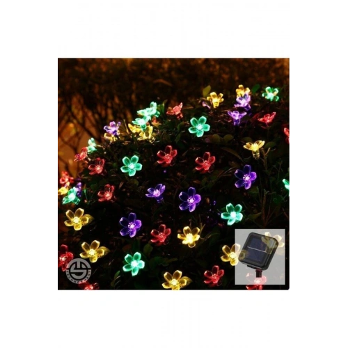 Solar 30 Ledli Çiçekli RGB Bahçe Aydınlatma Dekorasyon Güneş Enerjili