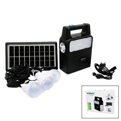 SOLAR SEYYAR PANELLİ - FİŞ ŞARJLI 2İN1 DİKEY MODEL EL FENERİ  - 3 PARÇA  AMPUL KABLOLU - POWERBANK (5365)